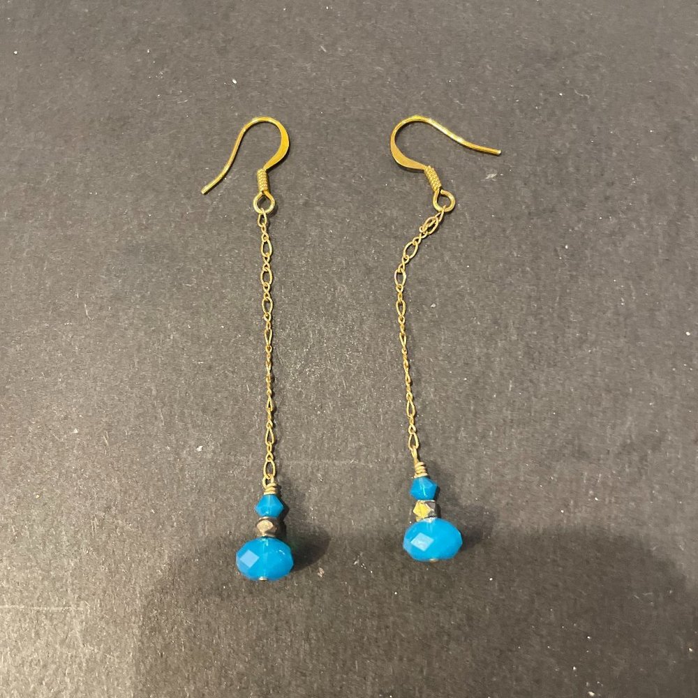 Gold & Turquenite Drop Earrings